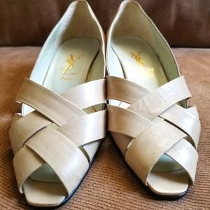 YSL cream low pumps